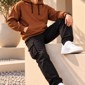 Men’s Premium Brown Pullover Hoodie with Kangaroo Pocket